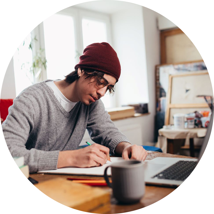 Man Studying on Computer